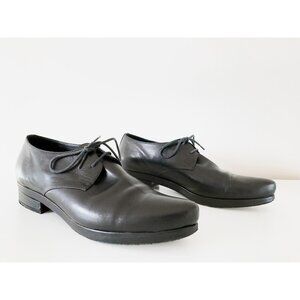 Veronique Branquinho Black Leather Shoes Brogues Lace Ups Flats EU 39.5 Y2K